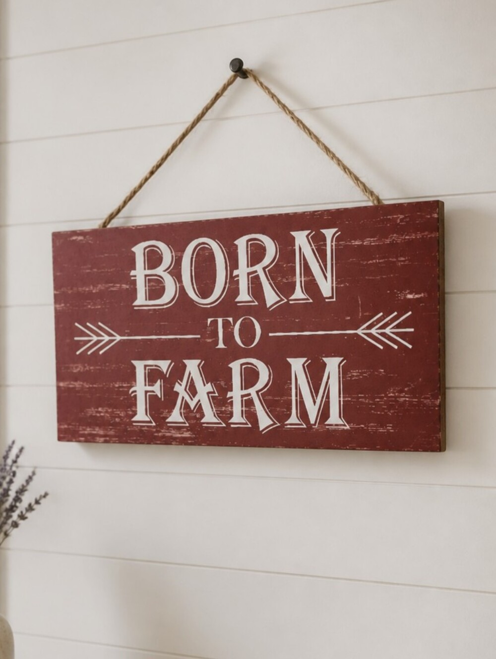 New Wall Art Wood Sign Born to Farm NWT
